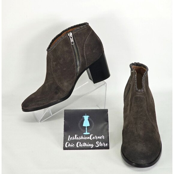 Frye Women's Smokey Gray Suede Nora Whipstiched Ankle Bootie Size 9.5 180 - Picture 1 of 16